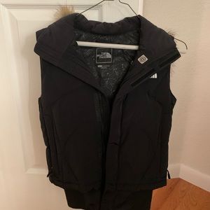 Black Northface Puffy Vest- Fur Hood